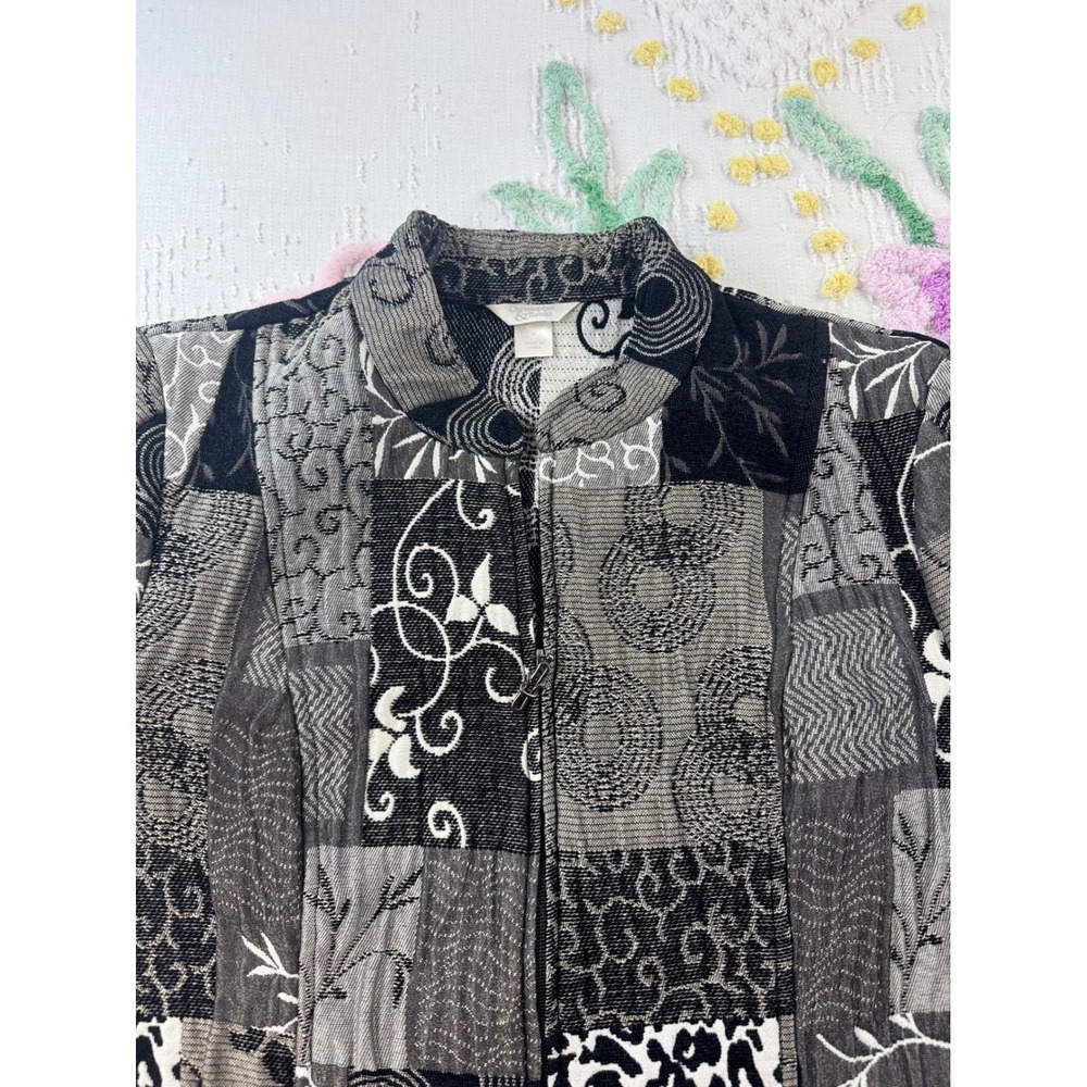 Christopher Banks Patchwork Blazer‎ Jacket Black White Gray Women's M - Picture 8 of 9